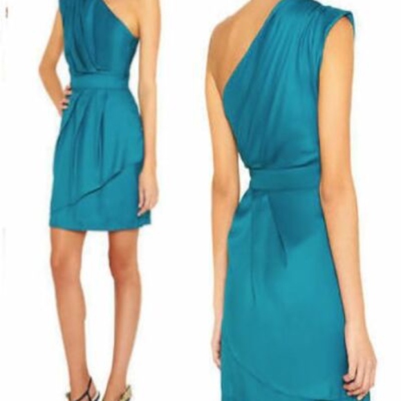 NEW BCBGeneration BCBG 1SHOULDER asymmetrical draped Teal Green COCKTAIL 4 - Picture 8 of 10